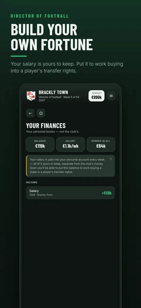 Personal finances screen
