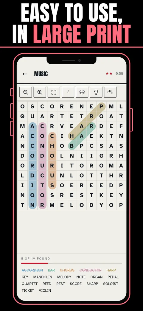 A word search in large print
